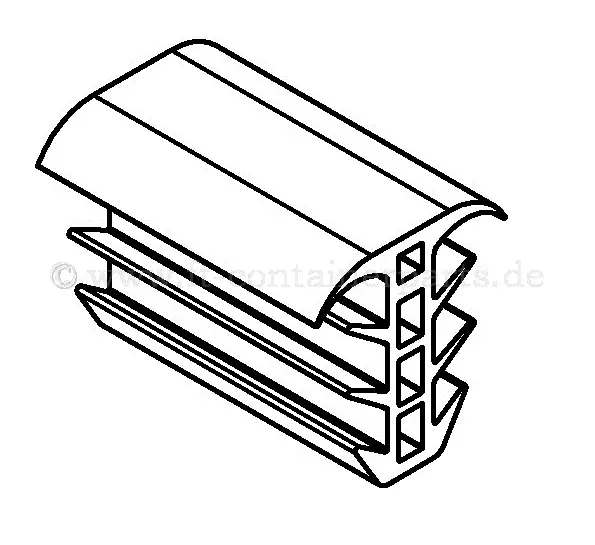 Rubber seal for container coupling points with fir tree profile , view 2